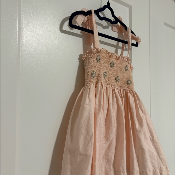 Aloaa Handmade Cotton Smocked Summer Pink Kids Dress Girl's Size 12 Months - Picture 5 of 8